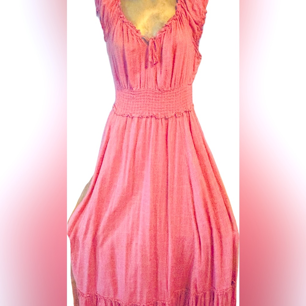 Beautiful blush Boho long maxi dress can be worn off shoulders